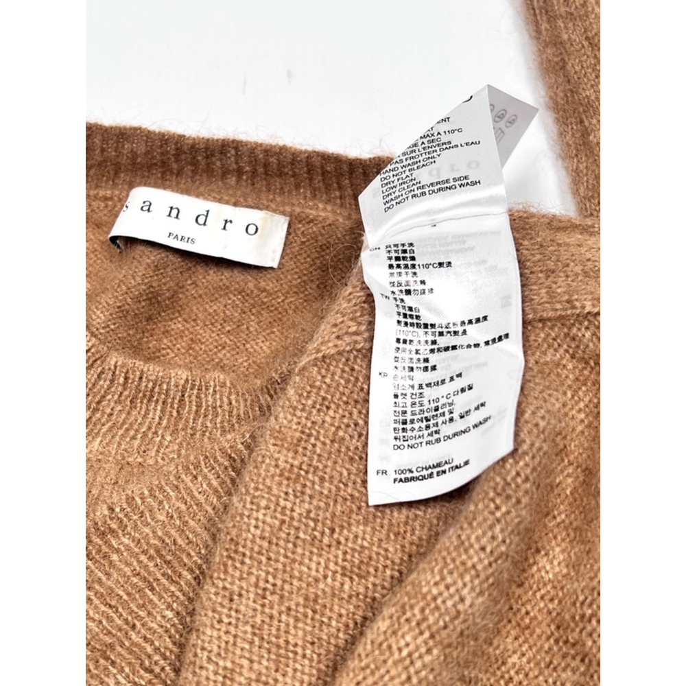 Sandro PARIS Womans Sweater Italy Size 1 100% Camel Tan Brown - Picture 7 of 11
